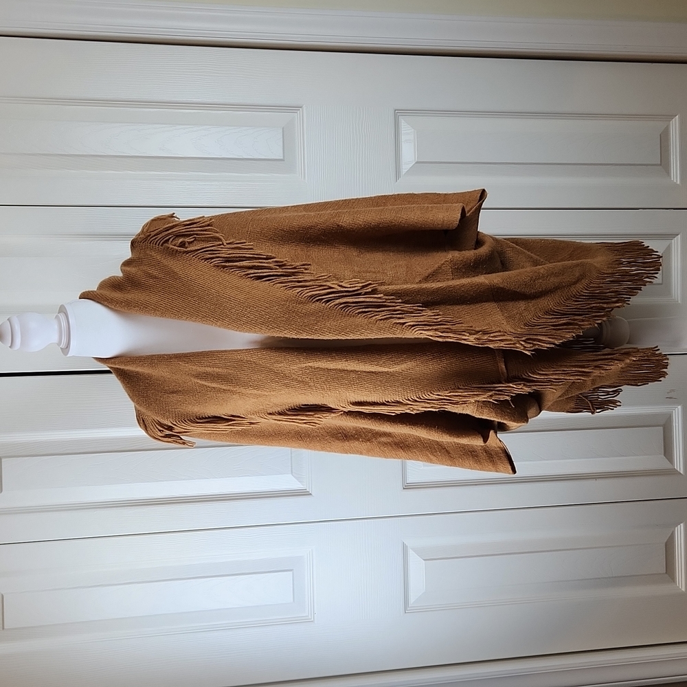 LAYERS BY LIZDEN Cocoon Sweater tan with fringe One Size